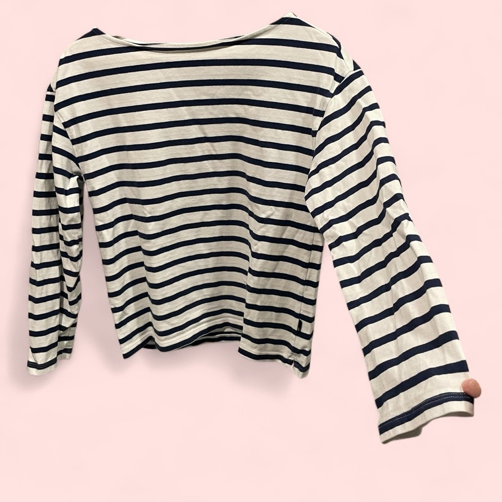 Cute AG Jeans white navy cotton stripe boat neck top nautical coastal cool
